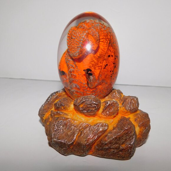 Crystal lava Resin Glowing Orange Baby Dinosaur Egg Transparent Luminous - Picture 3 of 8